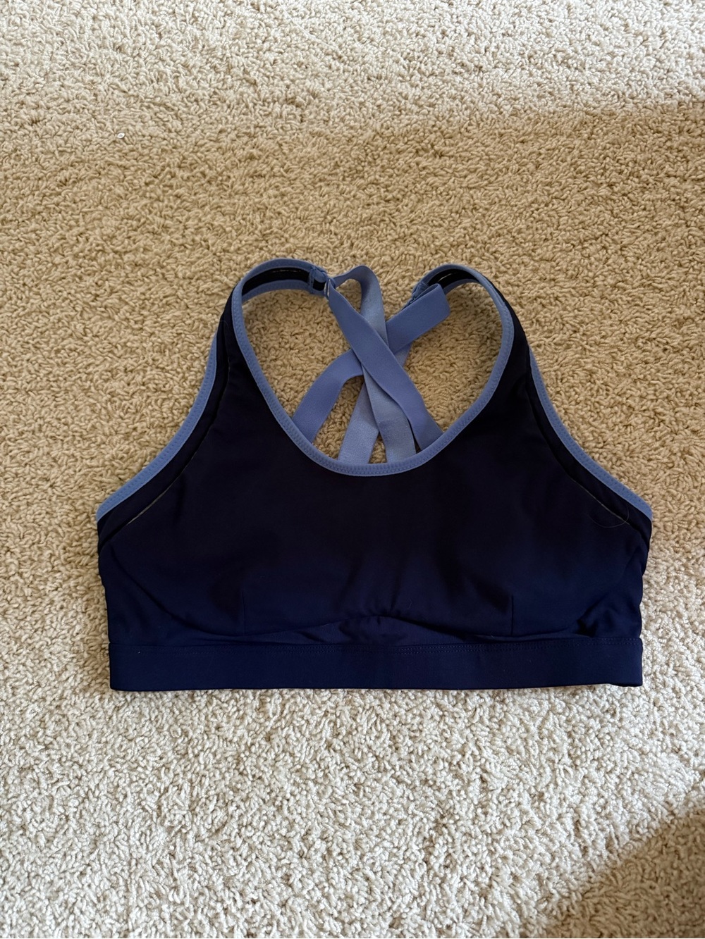 Fabletics Women's Navy Blue Sports Bra with Contrast Straps